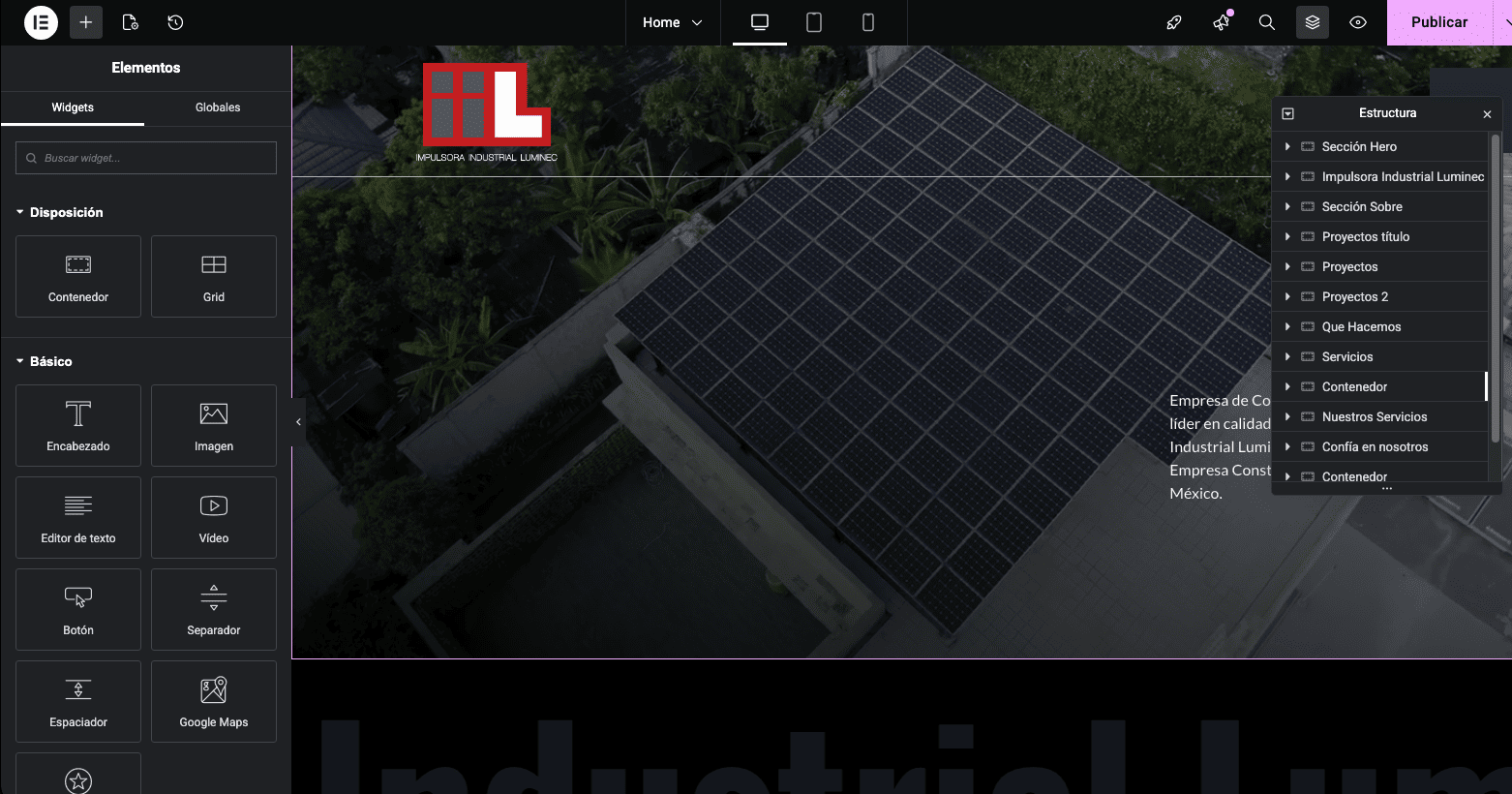 Relevamiento y estrategia de diseño web para constructora Luminec
